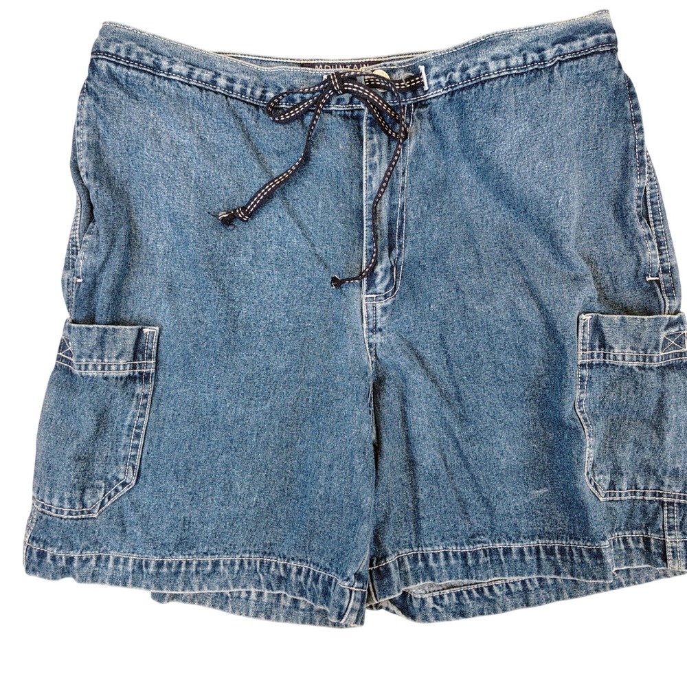 Mountain Lake Womens SZ M Denim Cargo Shorts Blue Cotton Gorpcore Utility